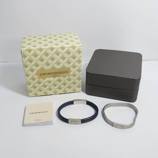 実際に弊社で買取させて頂いたEMPORIO ARMANI/エンポリオアルマーニ ドローコード/チェーン ブレスレット 2点セットの画像 7枚目