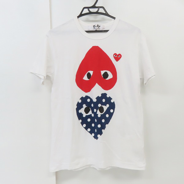 実際に弊社で買取させて頂いたPLAY COMME des GARCONS/プレイ コムデギャルソン 逆赤ハート/青ドットハート/ワンポイント 刺繍 半袖Tシャツ AZ-T240/Mの画像 0枚目