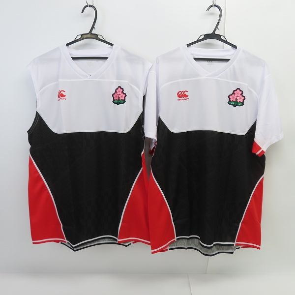 実際に弊社で買取させて頂いた【未使用】CANTERBURY/カンタベリー ラグビー 日本代表 2019 ジャパン プラクティス スリーブレスシャツ/Tシャツ 2点セット