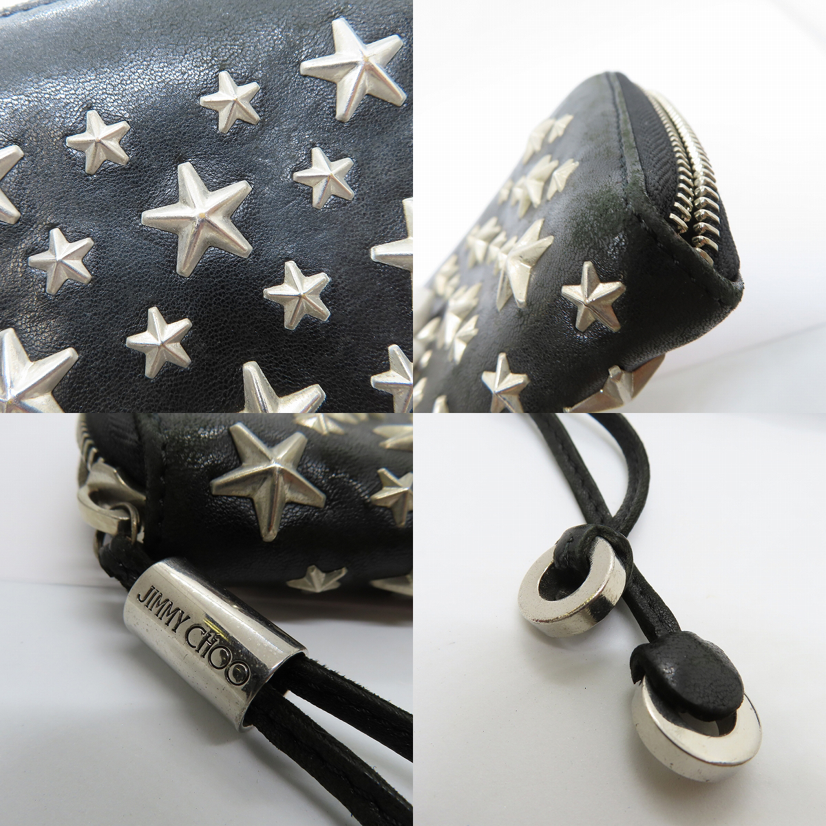 実際に弊社で買取させて頂いたJIMMY CHOO/ジミーチュウ フィリパ FILIPA-CST フィリパ スタースタッズ ラウンドファスナーロングウォレット/長財布の画像 6枚目