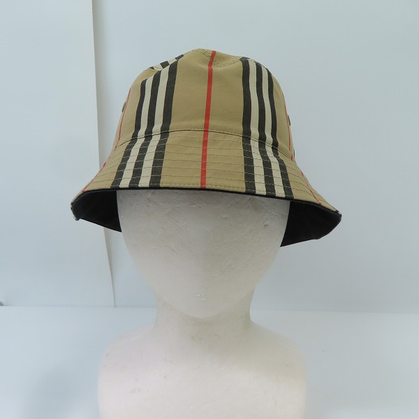 実際に弊社で買取させて頂いたBURBERRY/バーバリー リバーシブルアイコンストラップコットンバケットハットの画像 2枚目