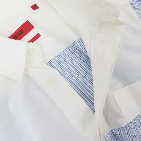 実際に弊社で買取させて頂いたHUGO BOSS/ヒューゴボス ストライプシャツ バイカラー 切り替え STRAIGHT FIT/Sの画像 5枚目