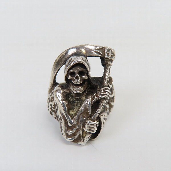 実際に弊社で買取させて頂いたCRAZY PIG DESIGNS/クレイジーピッグ ラージ グリム リーパー リング 19.5号の画像 1枚目