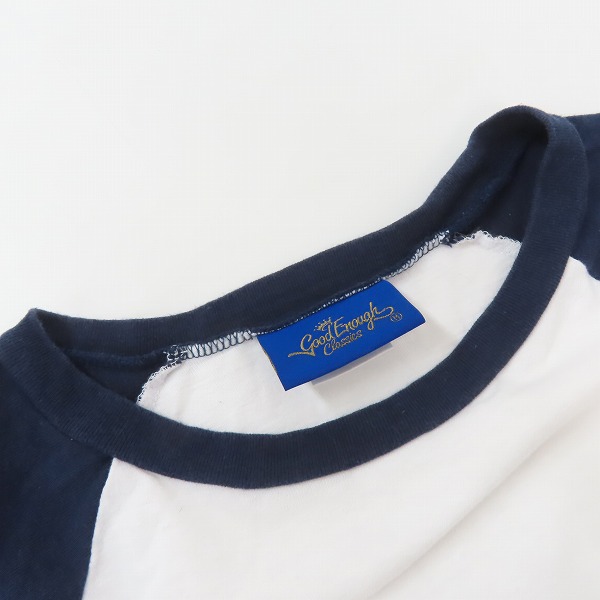 実際に弊社で買取させて頂いた(1)GOODENOUGH classics/グッドイナフ ロゴワッペン 7分袖 ラグランTシャツ ホワイト ネイビー/Mの画像 5枚目