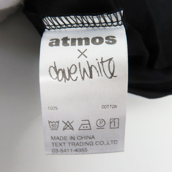 実際に弊社で買取させて頂いたatmos×DAVE WHITE/アトモス×デイブホワイト プリント/刺繍 Tシャツ ブラック/Lの画像 3枚目