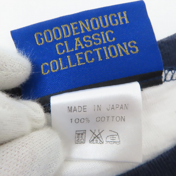 実際に弊社で買取させて頂いた(1)GOODENOUGH classics/グッドイナフ ロゴワッペン 7分袖 ラグランTシャツ ホワイト ネイビー/Mの画像 3枚目