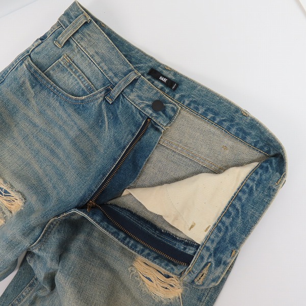 実際に弊社で買取させて頂いたHARE/ハレ ダメージ加工 デニムパンツ HA010015AA/Mの画像 2枚目