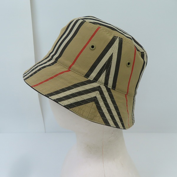 実際に弊社で買取させて頂いたBURBERRY/バーバリー リバーシブルアイコンストラップコットンバケットハットの画像 3枚目