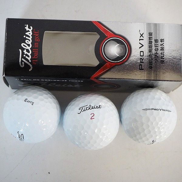 実際に弊社で買取させて頂いた【未使用/オウンネーム】TTitleist/タイトリスト PRO V1・V1x ゴルフボール ホワイト  計1ダースの画像 2枚目