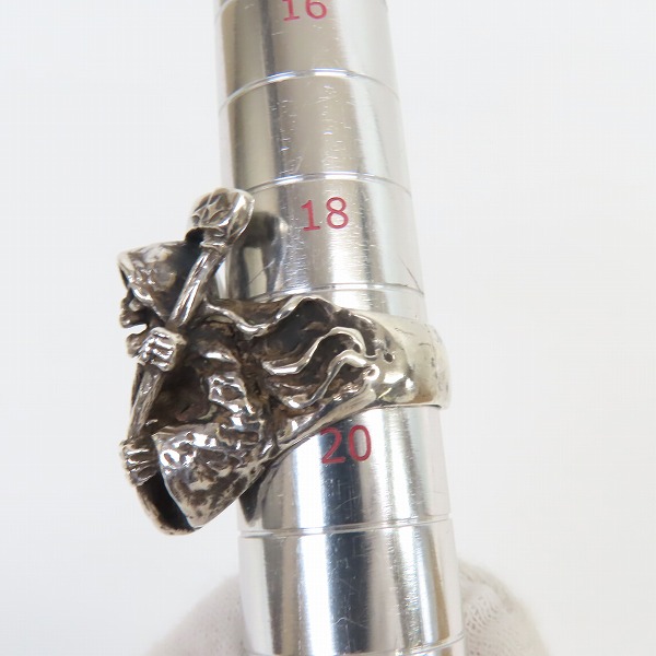 実際に弊社で買取させて頂いたCRAZY PIG DESIGNS/クレイジーピッグ ラージ グリム リーパー リング 19.5号の画像 8枚目