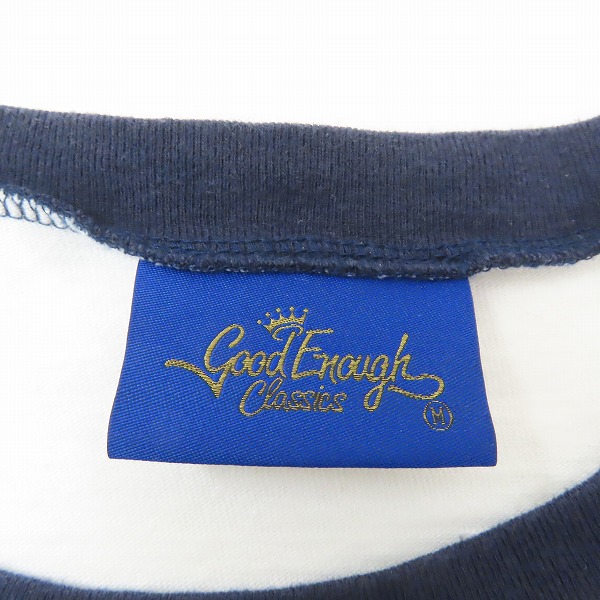 実際に弊社で買取させて頂いた(2)GOODENOUGH classics/グッドイナフ ロゴワッペン 7分袖 ラグランTシャツ ホワイト ネイビー/Mの画像 2枚目