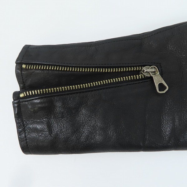 実際に弊社で買取させて頂いたLOUNGE LIZARD/ラウンジリザード レザースリーブ ジップアップ ジャケット HOR 7306 5011/2の画像 6枚目