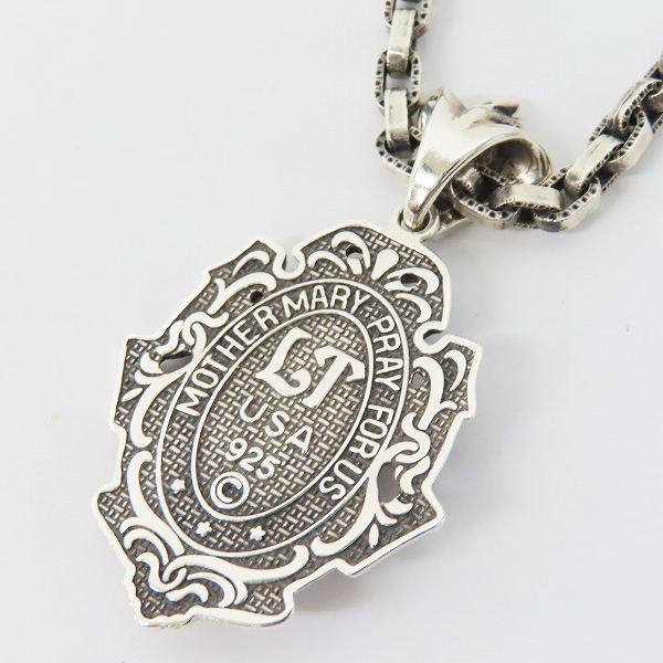 実際に弊社で買取させて頂いた【ギャラ付】LEATHERS & TREASURES/レザーズアンドトレジャーズ ハーフエングレイブリンクチェーン/マリアデザインペンダントの画像 2枚目