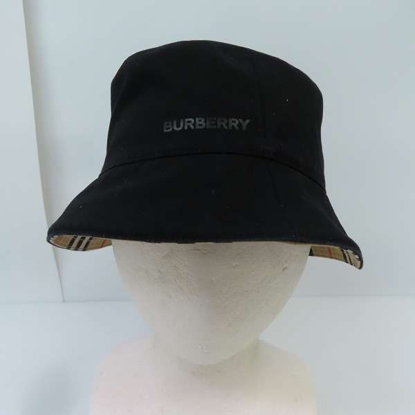 実際に弊社で買取させて頂いたBURBERRY/バーバリー リバーシブルアイコンストラップコットンバケットハットの画像 5枚目