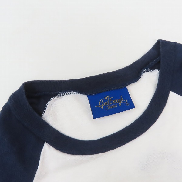 実際に弊社で買取させて頂いた(2)GOODENOUGH classics/グッドイナフ ロゴワッペン 7分袖 ラグランTシャツ ホワイト ネイビー/Mの画像 5枚目