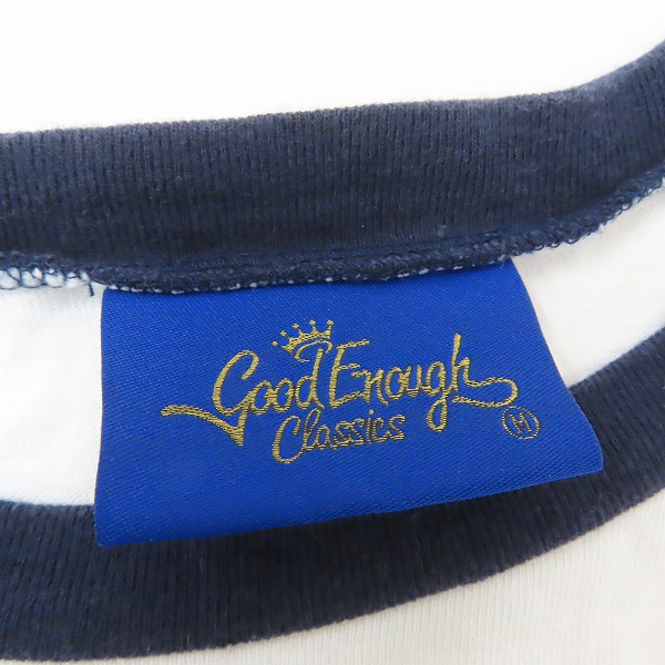 実際に弊社で買取させて頂いた(1)GOODENOUGH classics/グッドイナフ ロゴワッペン 7分袖 ラグランTシャツ ホワイト ネイビー/Mの画像 2枚目