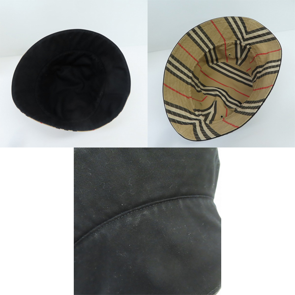 実際に弊社で買取させて頂いたBURBERRY/バーバリー リバーシブルアイコンストラップコットンバケットハットの画像 9枚目