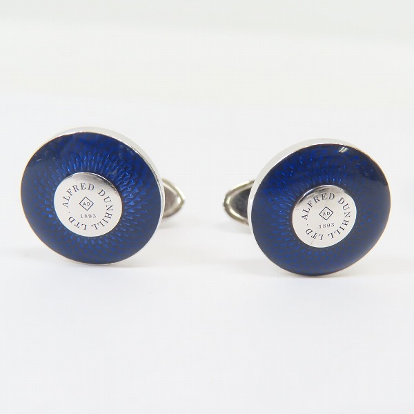 実際に弊社で買取させて頂いたDUNHILL/ダンヒル カフスボタン Ag925 シルバー×ブルーの画像 1枚目