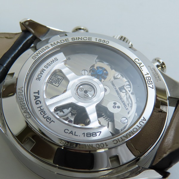 実際に弊社で買取させて頂いたTAG HEUER/タグホイヤー カレラ クロノグラフ 自動巻き 青文字盤 CAL.1887 CAR2115-0の画像 4枚目