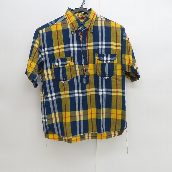 実際に弊社で買取させて頂いたSUGAR CANE/シュガーケーン チェック柄 半袖 プルオーバーシャツ ハーフボタン/M