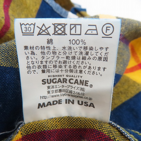 実際に弊社で買取させて頂いたSUGAR CANE/シュガーケーン チェック柄 半袖 プルオーバーシャツ ハーフボタン/Mの画像 4枚目