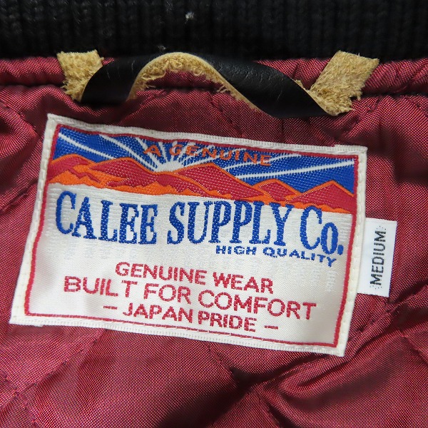 実際に弊社で買取させて頂いたCALEE SUPPLY Co./キャリーサプライ ウール 牛革/レザー 袖切り替え スタジャン Mの画像 2枚目