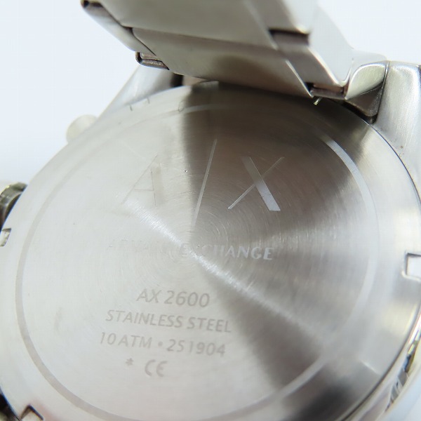 実際に弊社で買取させて頂いたARMANI EXCHANGE/アルマーニ エクスチェンジ クロノグラフ メンズ腕時計 ブラック文字盤 クオーツ AX2600の画像 4枚目