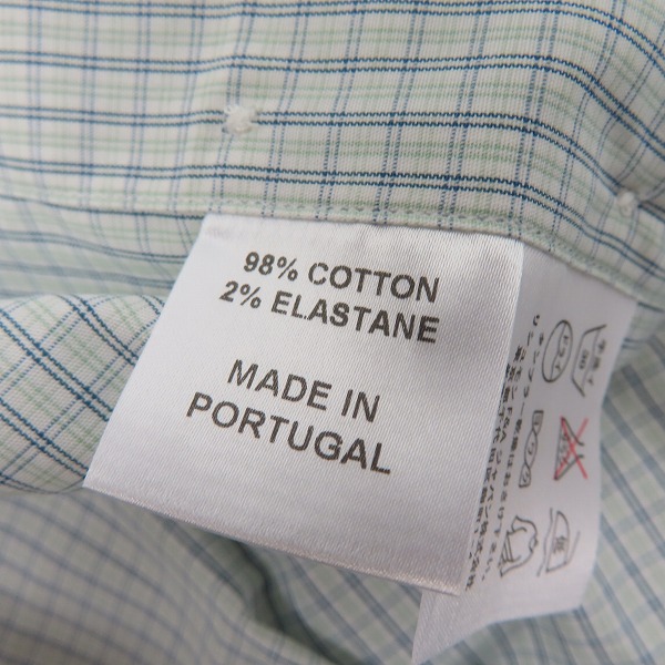 実際に弊社で買取させて頂いた【未使用】dunhill/ダンヒル チェック 半袖シャツ ライトグリーン系/Lの画像 3枚目