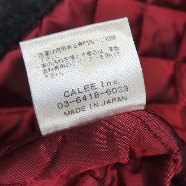 実際に弊社で買取させて頂いたCALEE SUPPLY Co./キャリーサプライ ウール 牛革/レザー 袖切り替え スタジャン Mの画像 4枚目