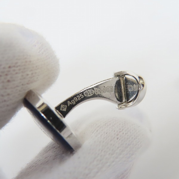 実際に弊社で買取させて頂いたDUNHILL/ダンヒル カフスボタン Ag925 シルバー×ブルーの画像 5枚目