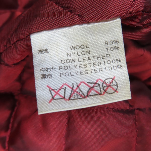 実際に弊社で買取させて頂いたCALEE SUPPLY Co./キャリーサプライ ウール 牛革/レザー 袖切り替え スタジャン Mの画像 3枚目