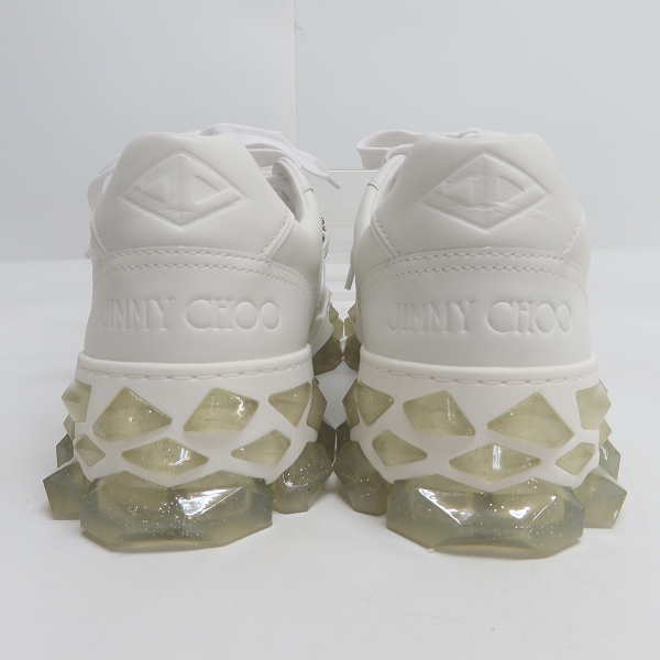 実際に弊社で買取させて頂いたJIMMY CHOO/ジミーチュウ DIAMOND X STRAP ダイヤモンドXストラップ ラインストーン スニーカー ホワイト /43の画像 1枚目