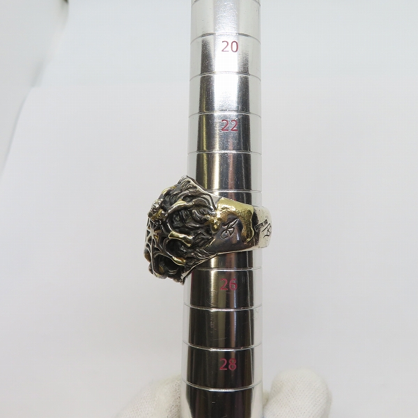 実際に弊社で買取させて頂いたBWL/Bill Wall Leather /ビルウォールレザー ライオンヘッド/スパイダー ゴールドサダー リング/24.5-25.5号の画像 8枚目