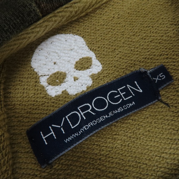 実際に弊社で買取させて頂いたHYDROGEN/ハイドロゲン カモフラ ヘッドホンスカル ダメージ加工 プルオーバーパーカー /XSの画像 2枚目