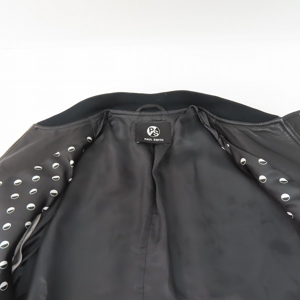 実際に弊社で買取させて頂いたPS Paul Smith/ポールスミス ラム レザー ライダースジャケット/46Lの画像 8枚目