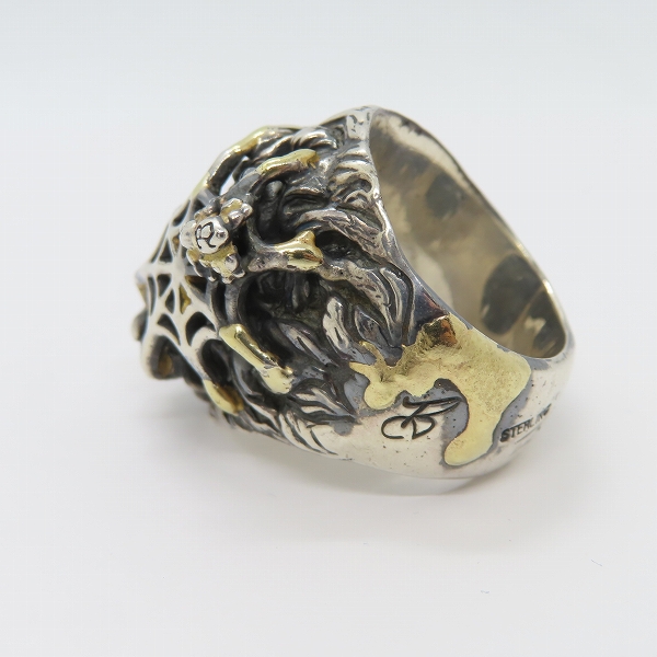 実際に弊社で買取させて頂いたBWL/Bill Wall Leather /ビルウォールレザー ライオンヘッド/スパイダー ゴールドサダー リング/24.5-25.5号の画像 2枚目