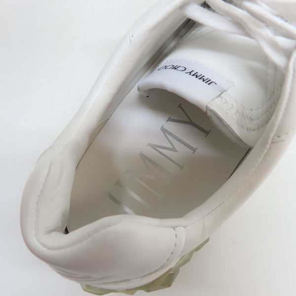 実際に弊社で買取させて頂いたJIMMY CHOO/ジミーチュウ DIAMOND X STRAP ダイヤモンドXストラップ ラインストーン スニーカー ホワイト /43の画像 4枚目