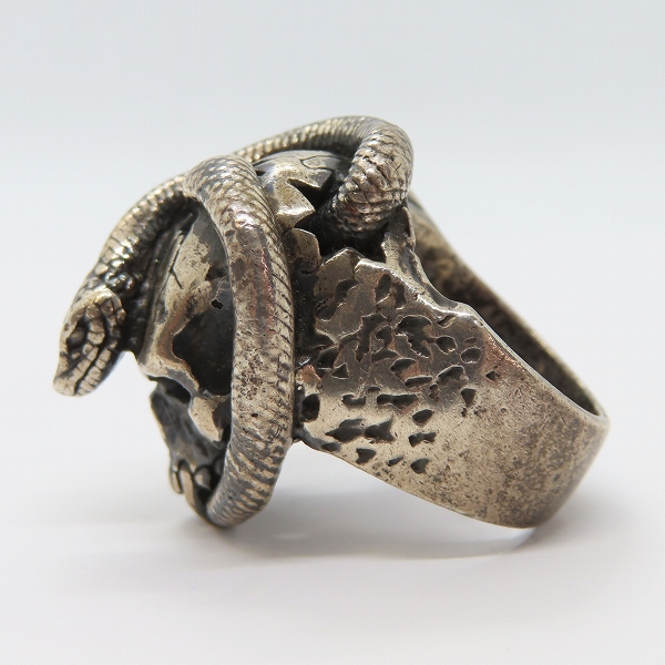 実際に弊社で買取させて頂いたCRAZY PIG DESIGNS/クレイジーピッグ スカル＆スネークリング 18.5-20号の画像 2枚目