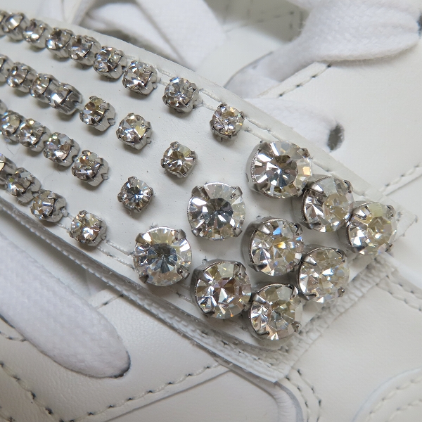 実際に弊社で買取させて頂いたJIMMY CHOO/ジミーチュウ DIAMOND X STRAP ダイヤモンドXストラップ ラインストーン スニーカー ホワイト /43の画像 6枚目