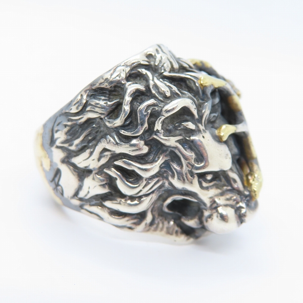 実際に弊社で買取させて頂いたBWL/Bill Wall Leather /ビルウォールレザー ライオンヘッド/スパイダー ゴールドサダー リング/24.5-25.5号の画像 4枚目