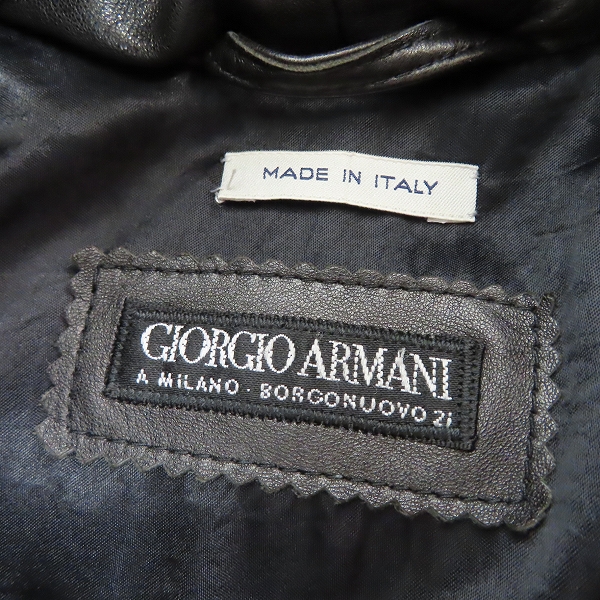 実際に弊社で買取させて頂いたGIORGIO ARMANI/ジョルジオアルマーニ ラムレザー ジャケット /46の画像 2枚目