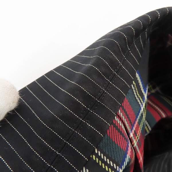 実際に弊社で買取させて頂いたNUMBER (N)INE/ナンバーナイン ナイトクローラー期 裏地チェック ストライプ テーラードジャケット/2の画像 5枚目