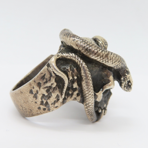 実際に弊社で買取させて頂いたCRAZY PIG DESIGNS/クレイジーピッグ スカル＆スネークリング 18.5-20号の画像 4枚目