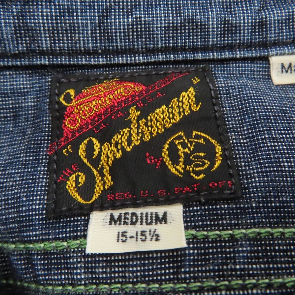 実際に弊社で買取させて頂いたSUGAR CANE/シュガーケーン ネイビー/インディゴ 長袖 ワークシャツ/Mの画像 2枚目