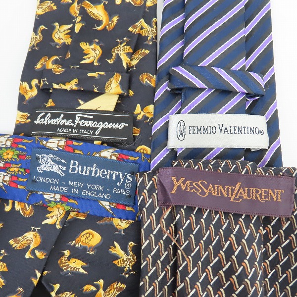 実際に弊社で買取させて頂いたBurberrys/バーバリーズ YSL/イブサンローラン Salvatore Ferragamo/フェラガモ他 ネクタイ 4点セットの画像 5枚目