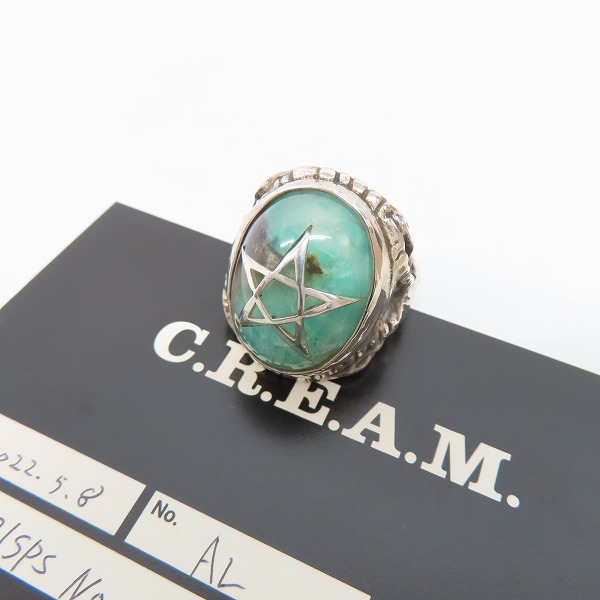 実際に弊社で買取させて頂いた【ギャラ付】アレックスストリーター 2022年SPストーン アマゾナイト エンジェルハートリング カセドラルスター/18.5-19号