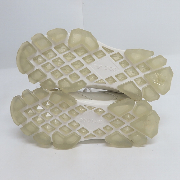 実際に弊社で買取させて頂いたJIMMY CHOO/ジミーチュウ DIAMOND X STRAP ダイヤモンドXストラップ ラインストーン スニーカー ホワイト /43の画像 2枚目