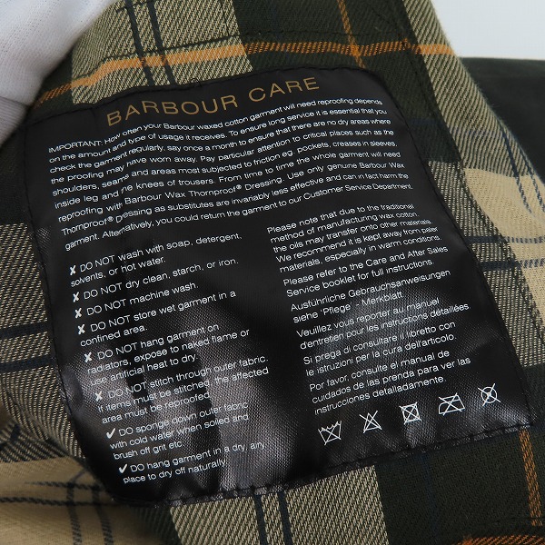 実際に弊社で買取させて頂いたBARBOUR/バブアー BEDALE WAX JACKET/ビデイル ワックスジャケット/2102027/UK10の画像 3枚目