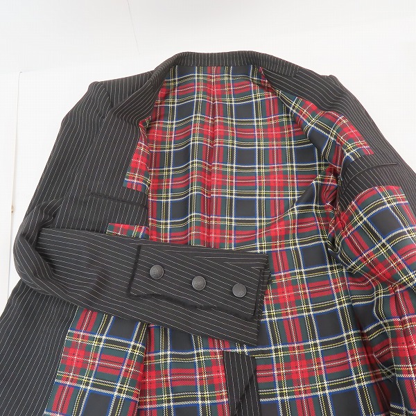 実際に弊社で買取させて頂いたNUMBER (N)INE/ナンバーナイン ナイトクローラー期 裏地チェック ストライプ テーラードジャケット/2の画像 6枚目