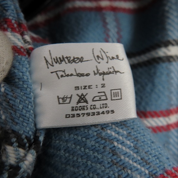 実際に弊社で買取させて頂いたNUMBER (N)INE/ナンバーナイン 05AW HIGH STREET期 THS刺繍 チェック柄 ネルシャツ/2の画像 3枚目